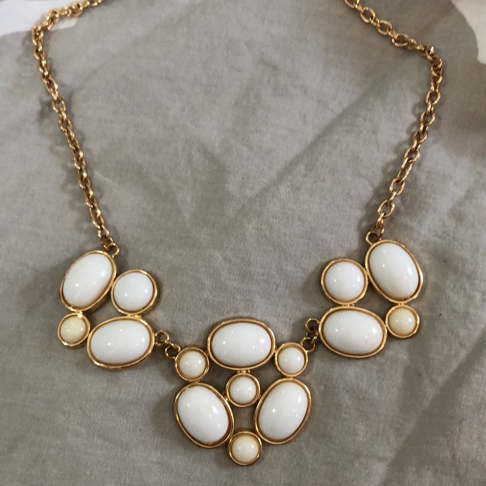 White and Gold Bib Necklace